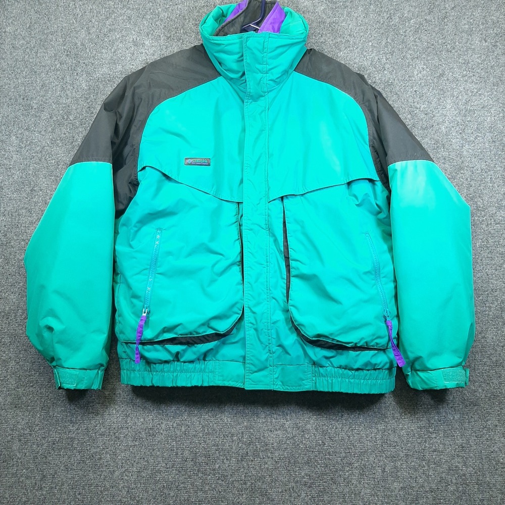 Vintage Columbia Jacket Powder Keg F94 SM 5080 Large Teal Black Mens 3-in-1 Ski